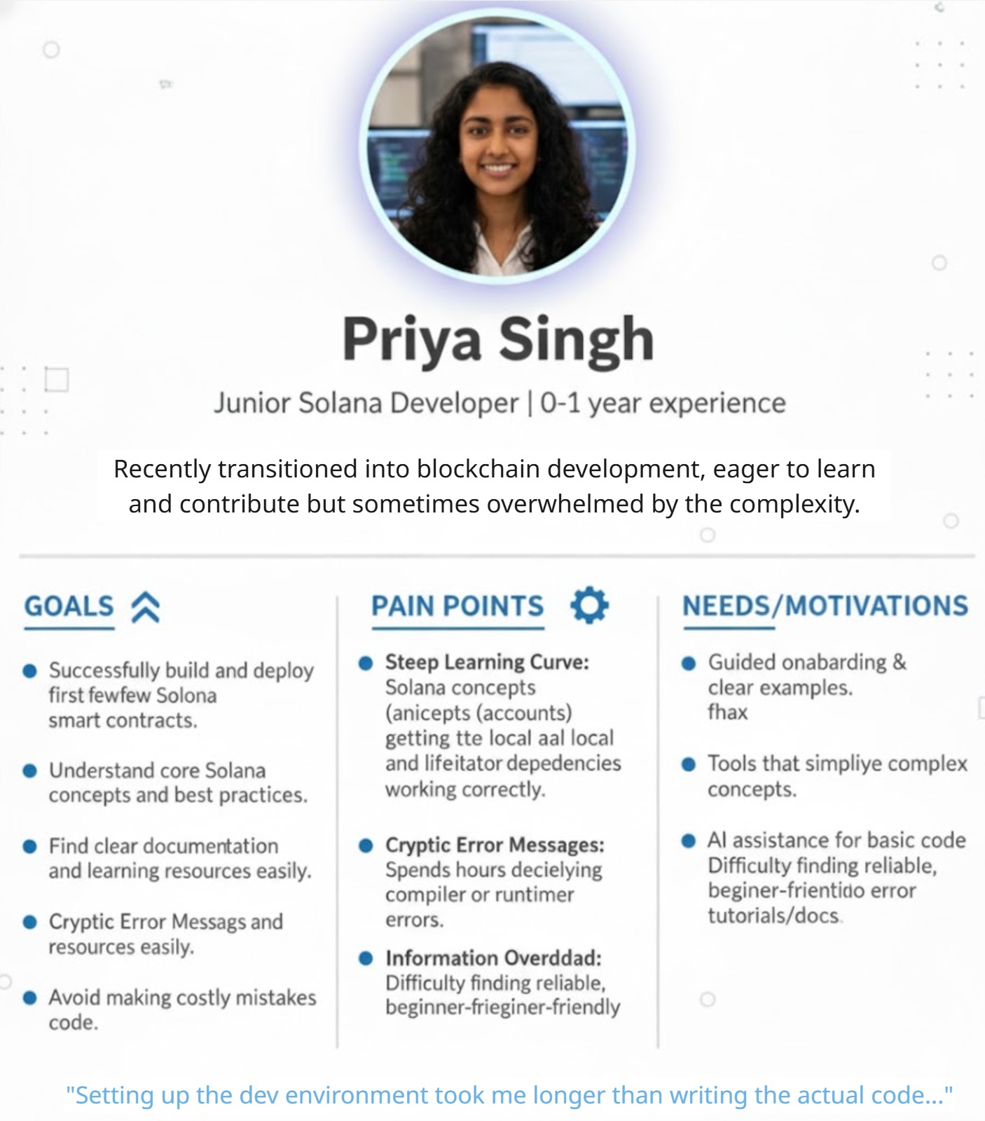 Priya Singh - Junior Developer User Persona